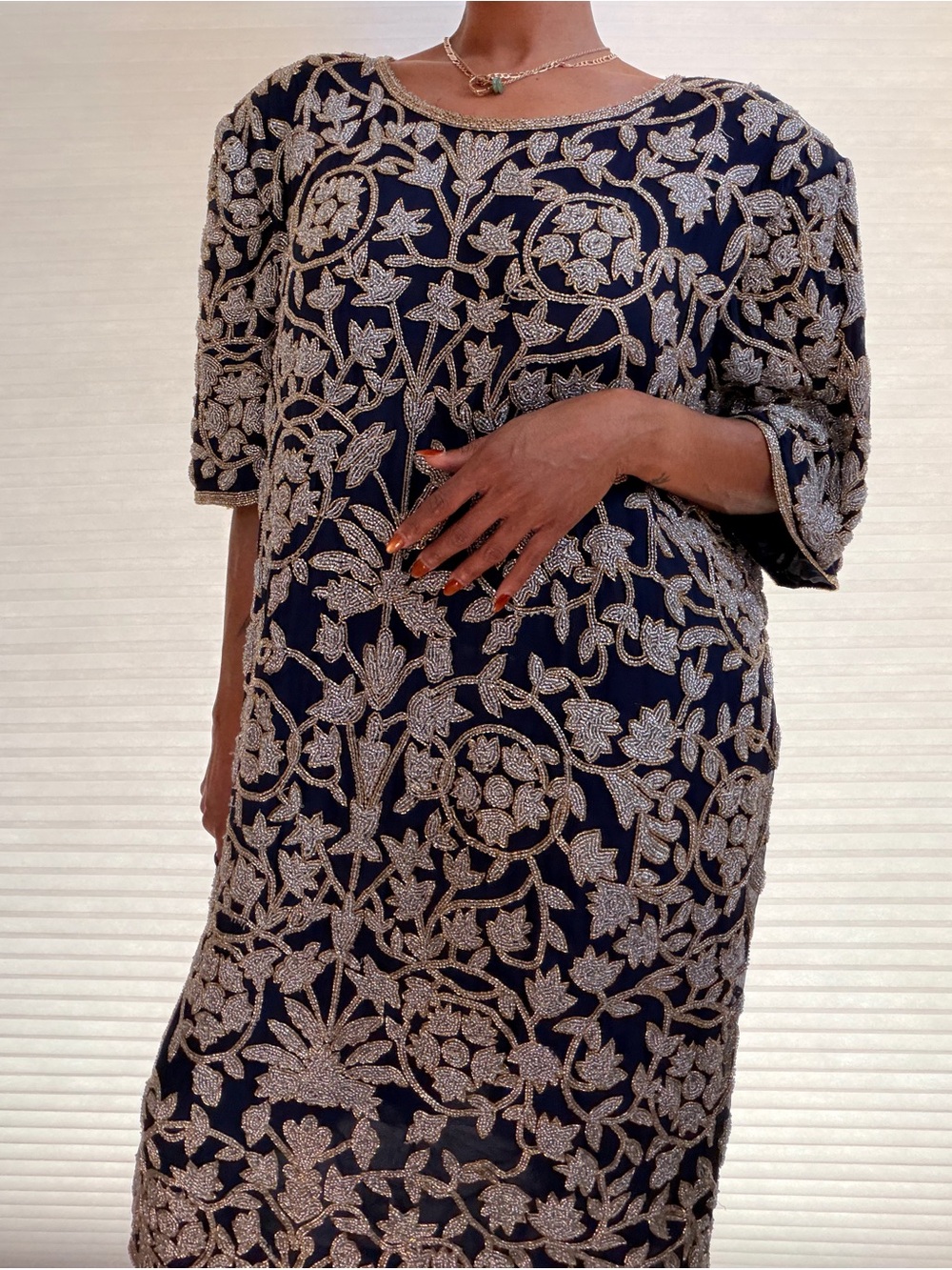 Vintage Laurence Kazar New York Beaded Silk Dress